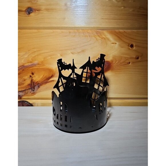 Haunted House 3-Wick Candle Holder Halloween Metal Slatkin/Bath & Body Works - Picture 6 of 13